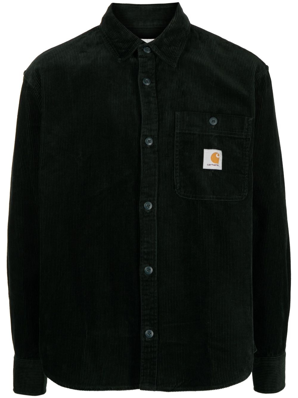 corduroy logo-patch cotton shirt - 1