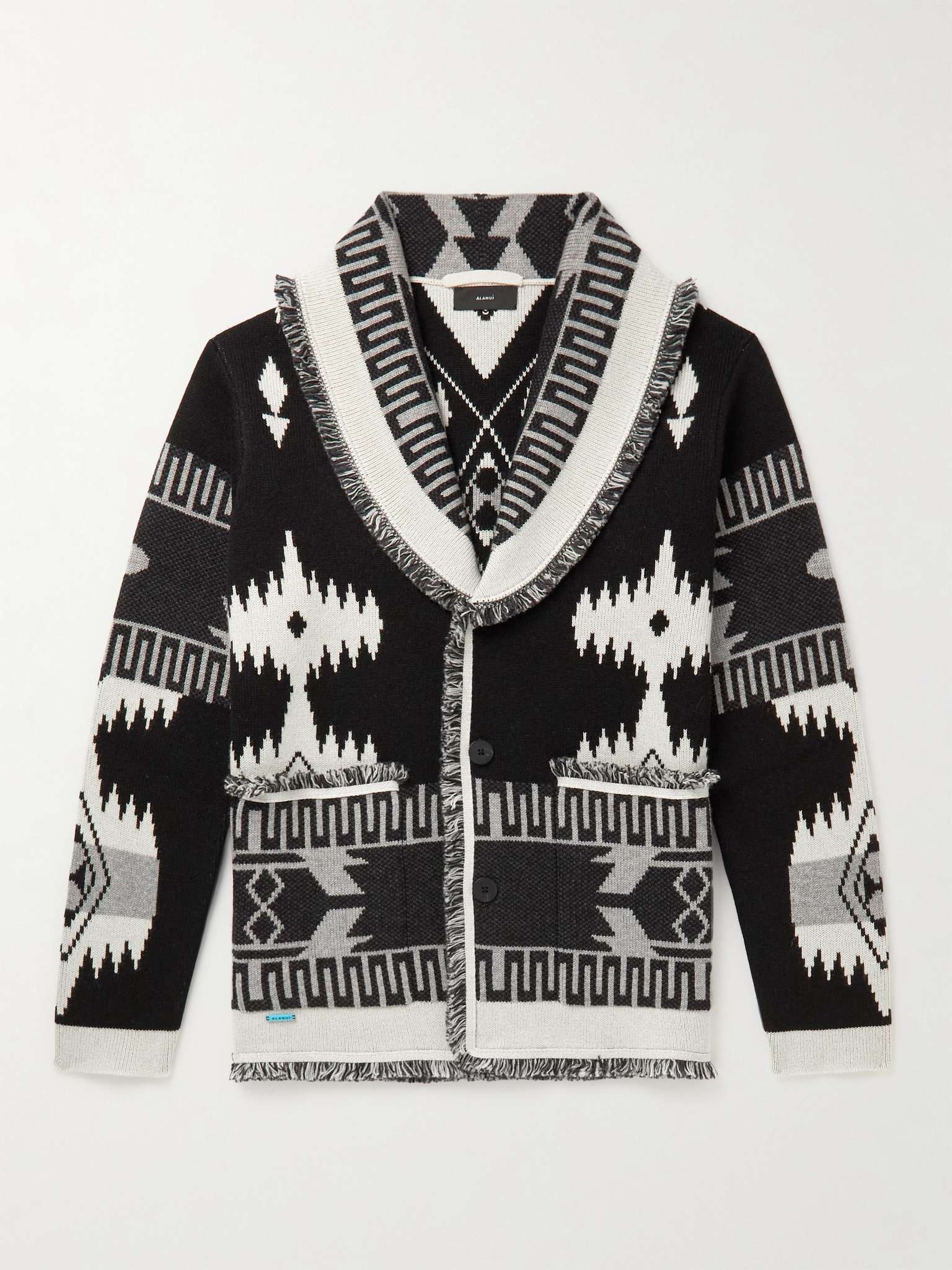 Icon Shawl-Collar Cashmere and Linen-Blend Jacquard Cardigan - 1
