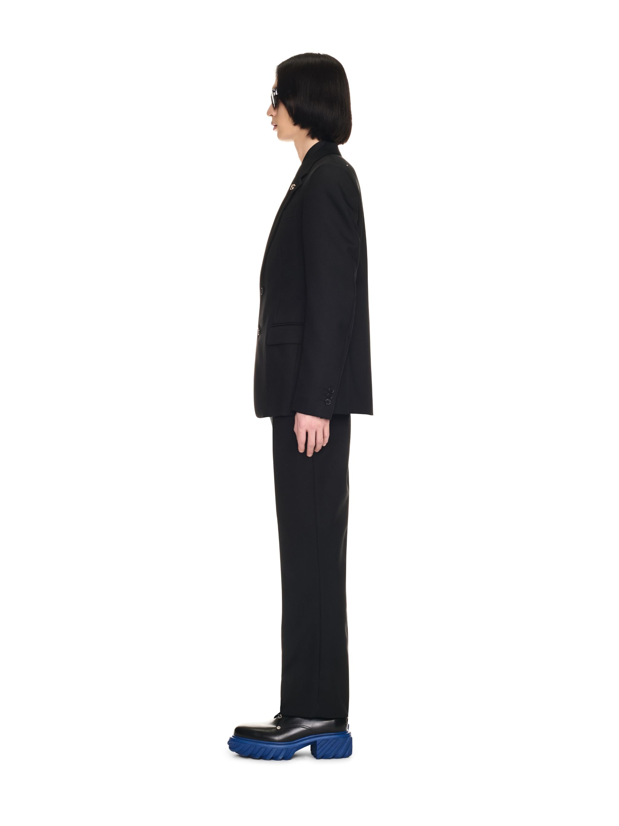 Black/white Drill Slim Pants - 3