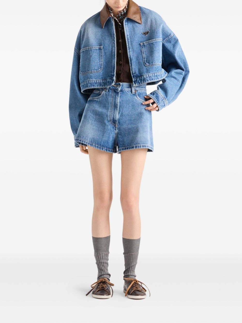 high-rise patch-pocket denim shorts - 2
