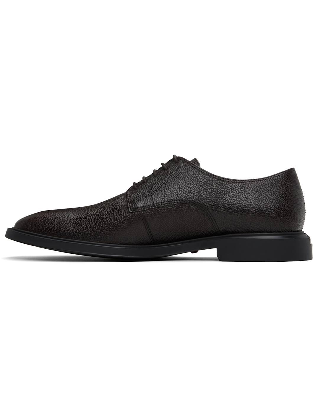 Brown Grained Leather Derbys - 3