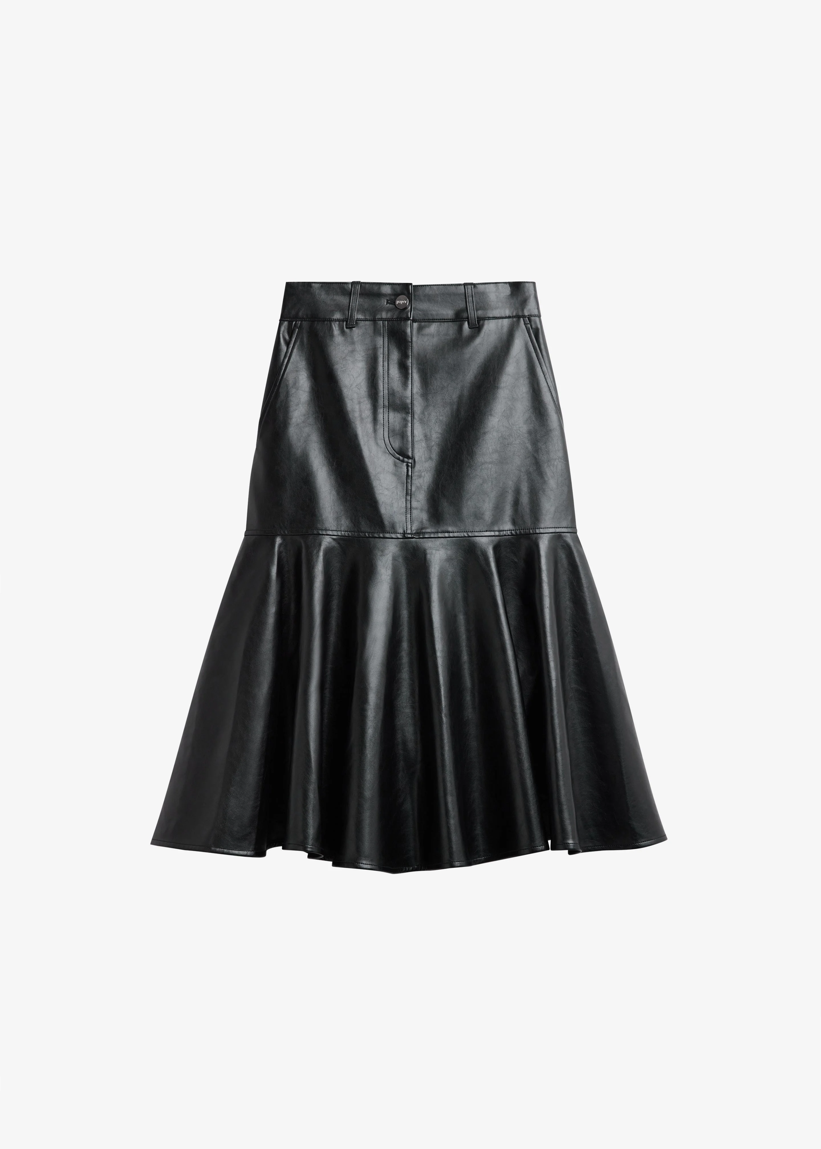 Arvika Faux Leather Mermaid Skirt - Black - 1