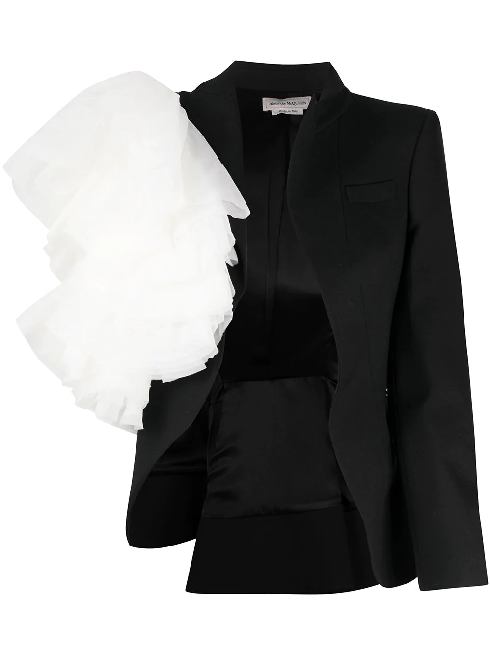 ruffle detail layered blazer - 1