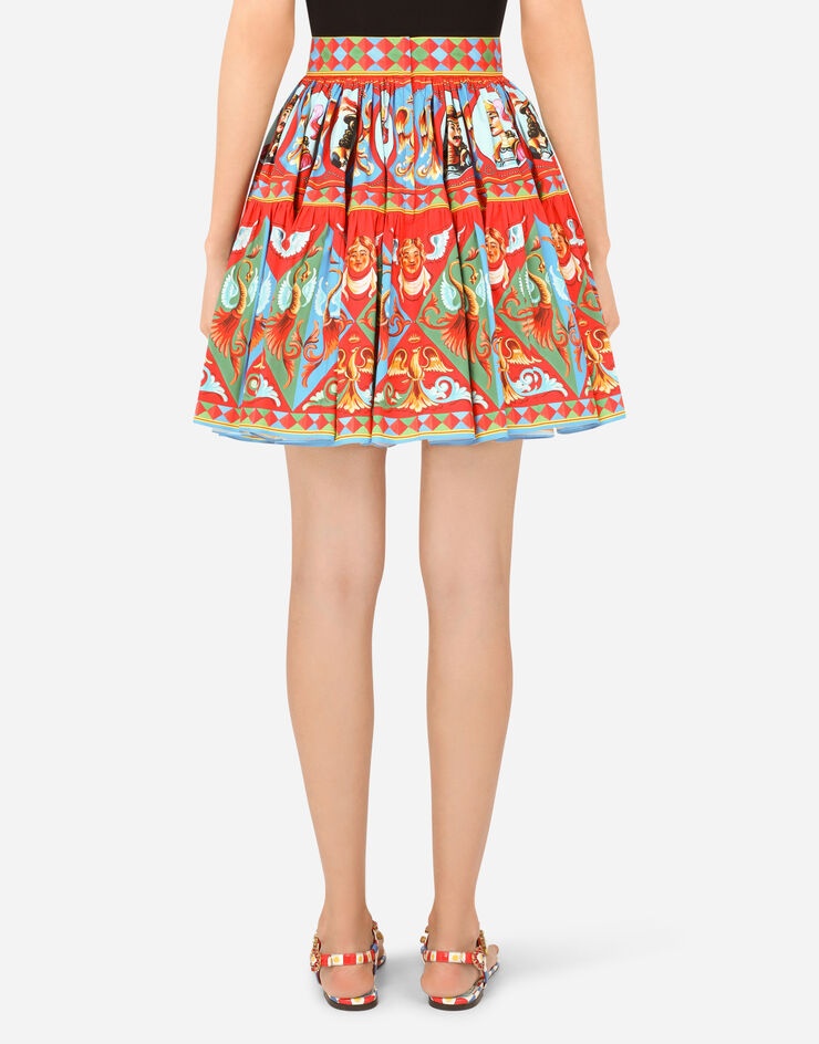 Short Carretto-print poplin skirt - 2