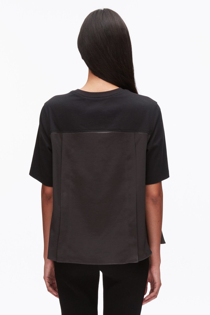 Puff Sleeve Flounce T-Shirt with Satin Panels 5