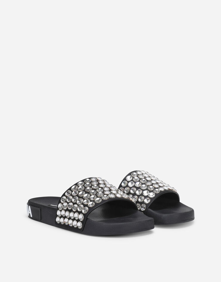 Rubber beachwear sliders with embroidery - 2