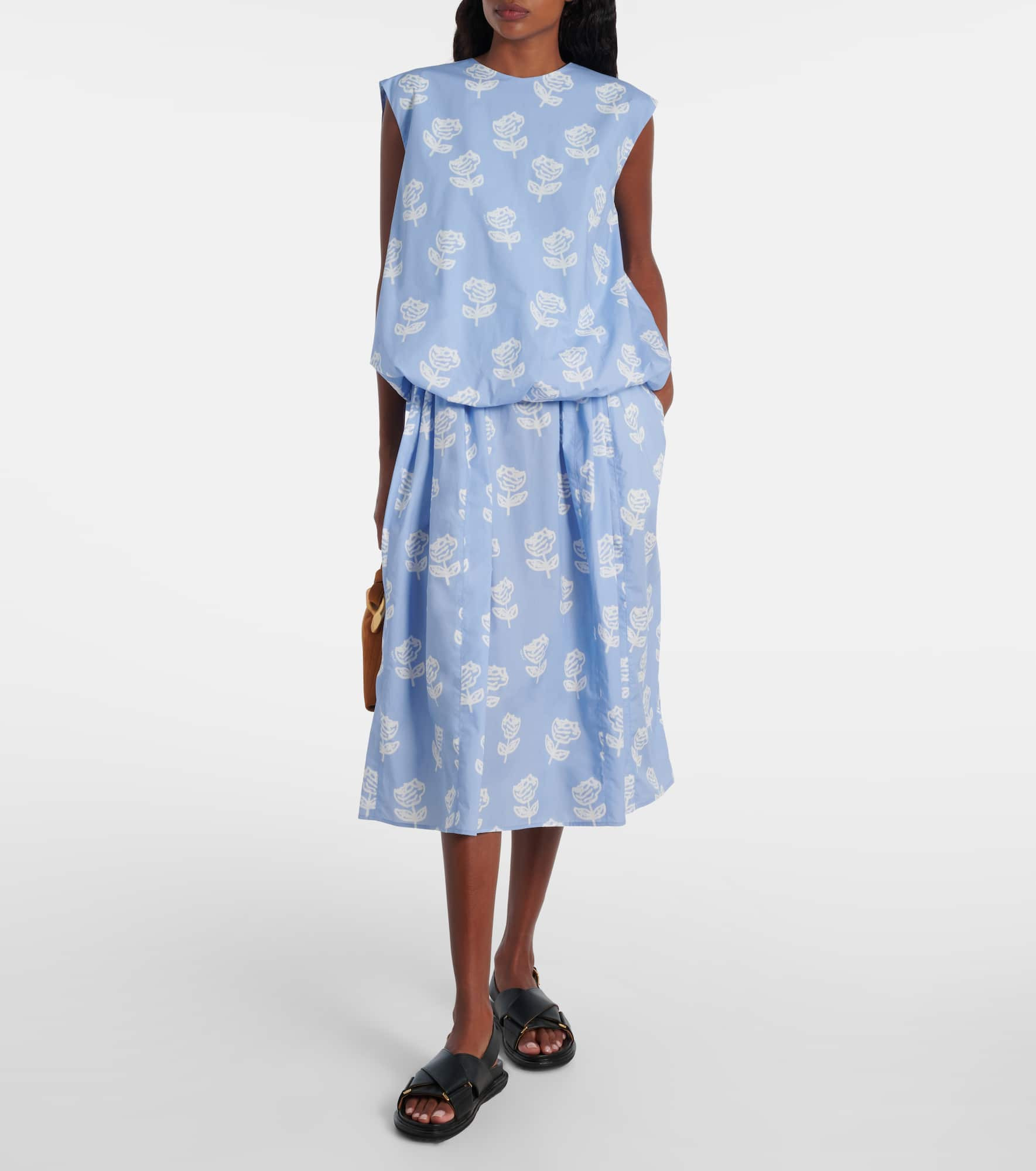 Floral cotton poplin midi skirt - 2