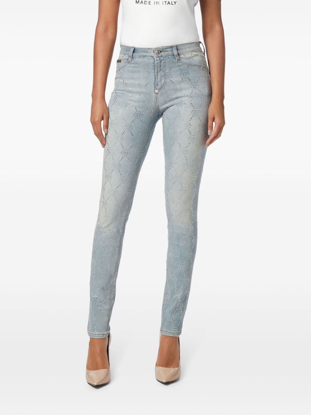 monogram high-waisted jegging trousers - 3