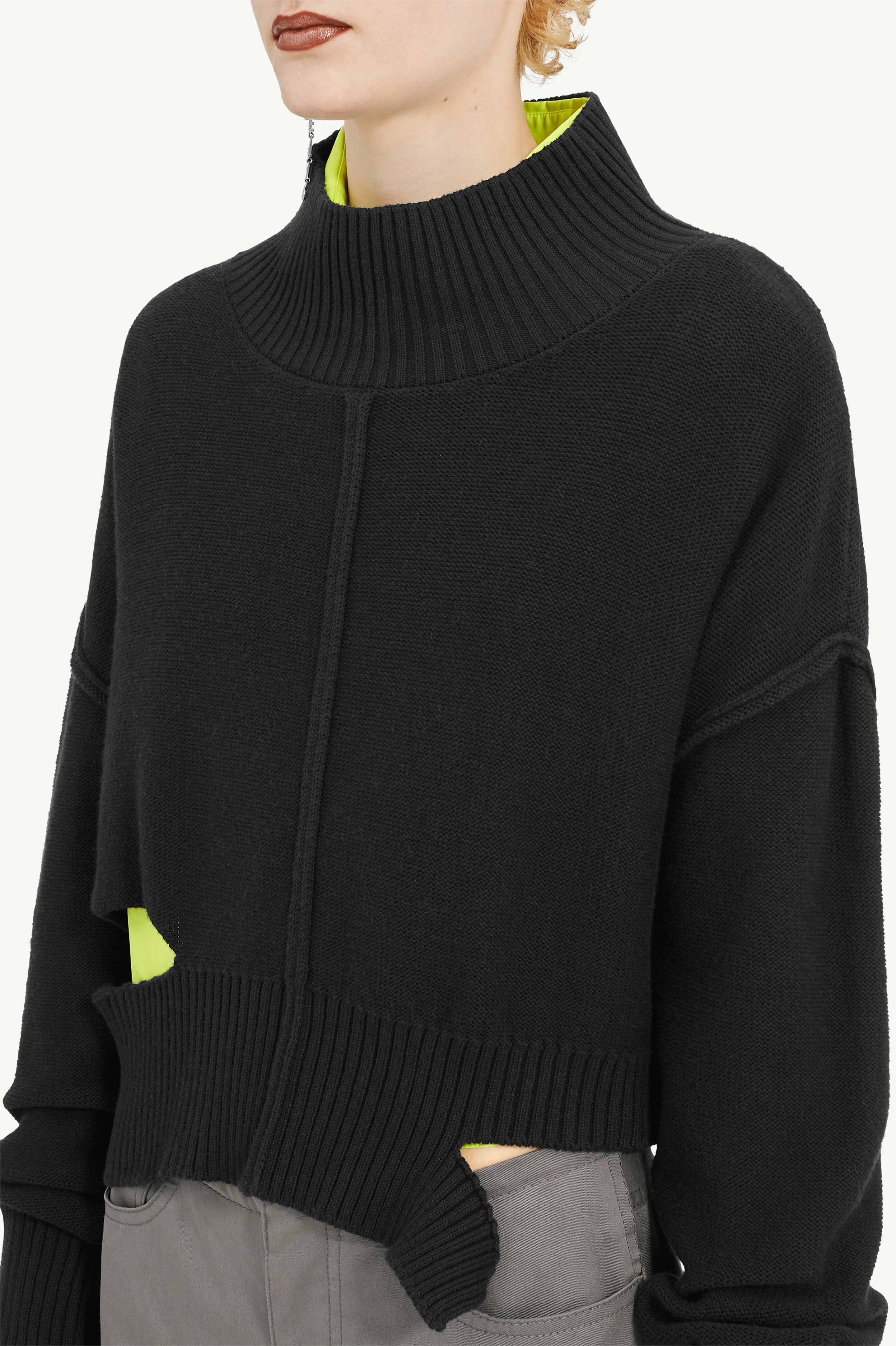 MM6 Maison Margiela Gauge Black Boxy Distressed Jumper | REVERSIBLE