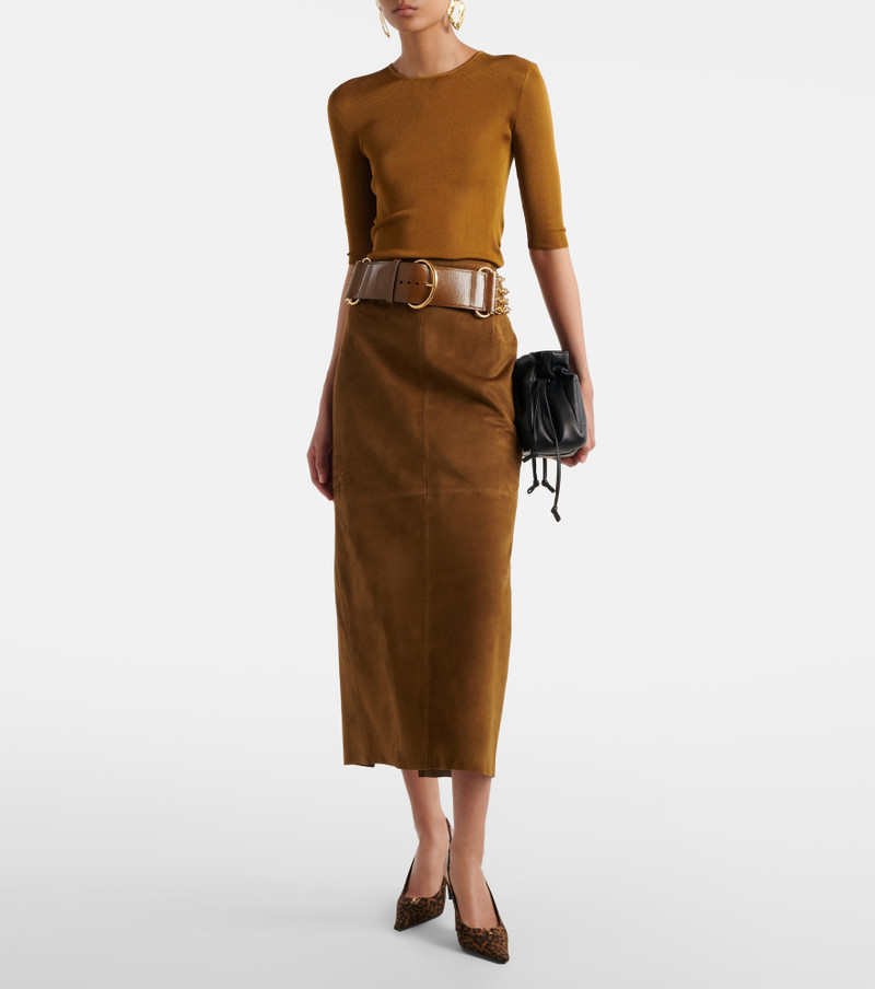 NOUR HAMMOUR Selly suede midi skirt outlook