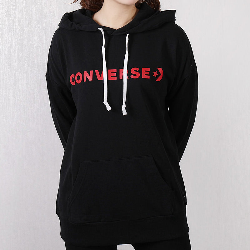 (WMNS) Converse Wordmark Big Logo Hoodie 'Black' 10007113-A01 - 3