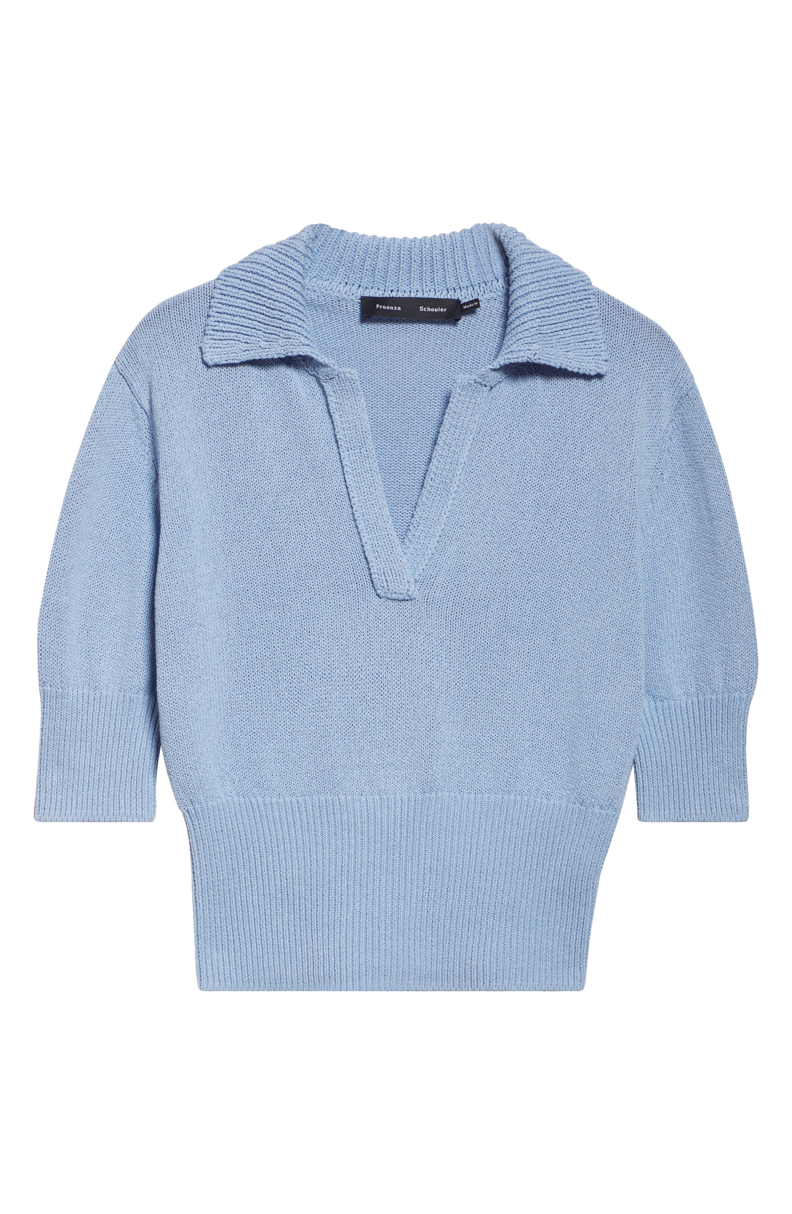 Proenza Schouler Reeve Polo Sweater in Pale Blue at Nordstrom - 5