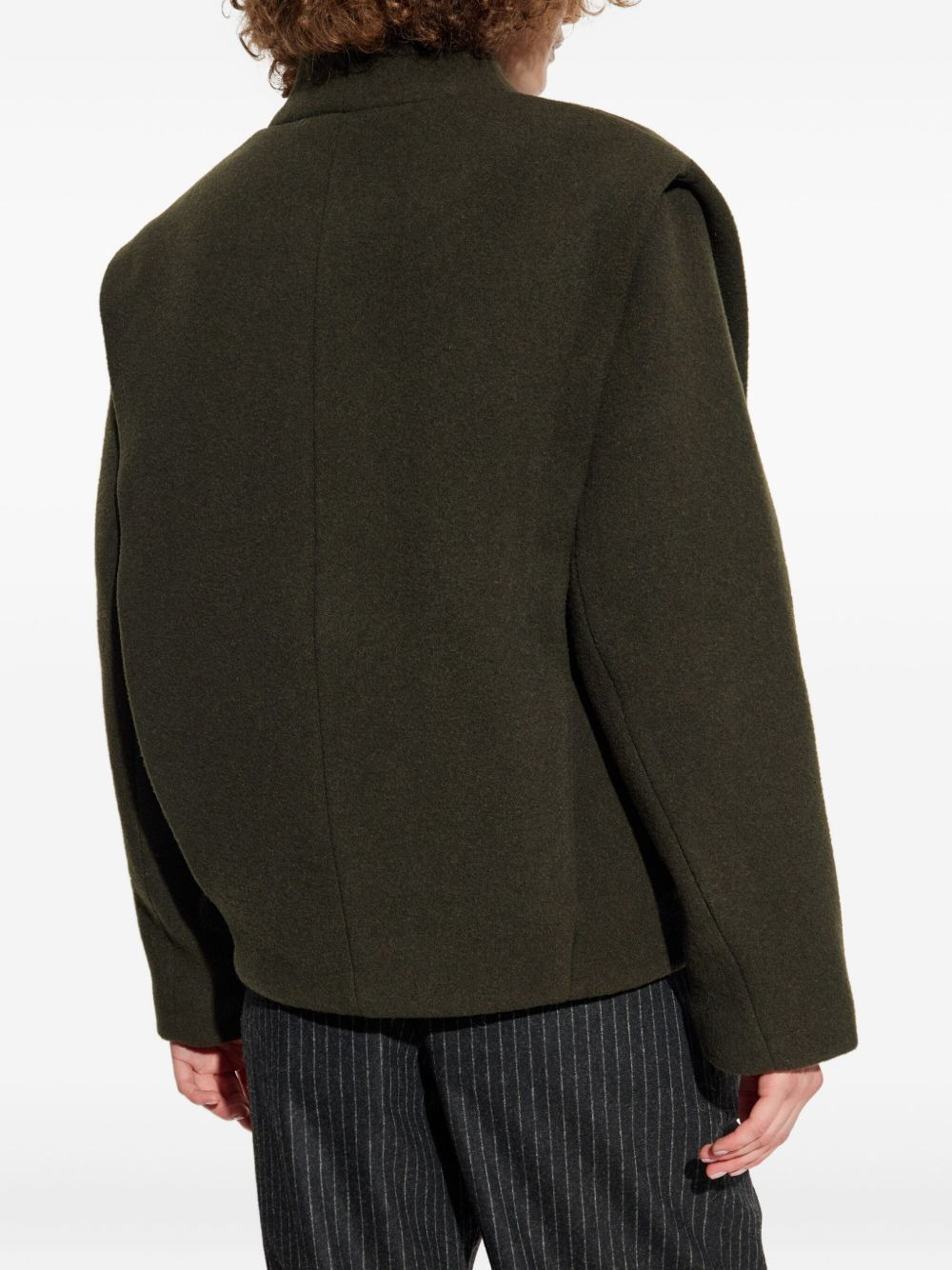 padded-shoulder wool coat - 4