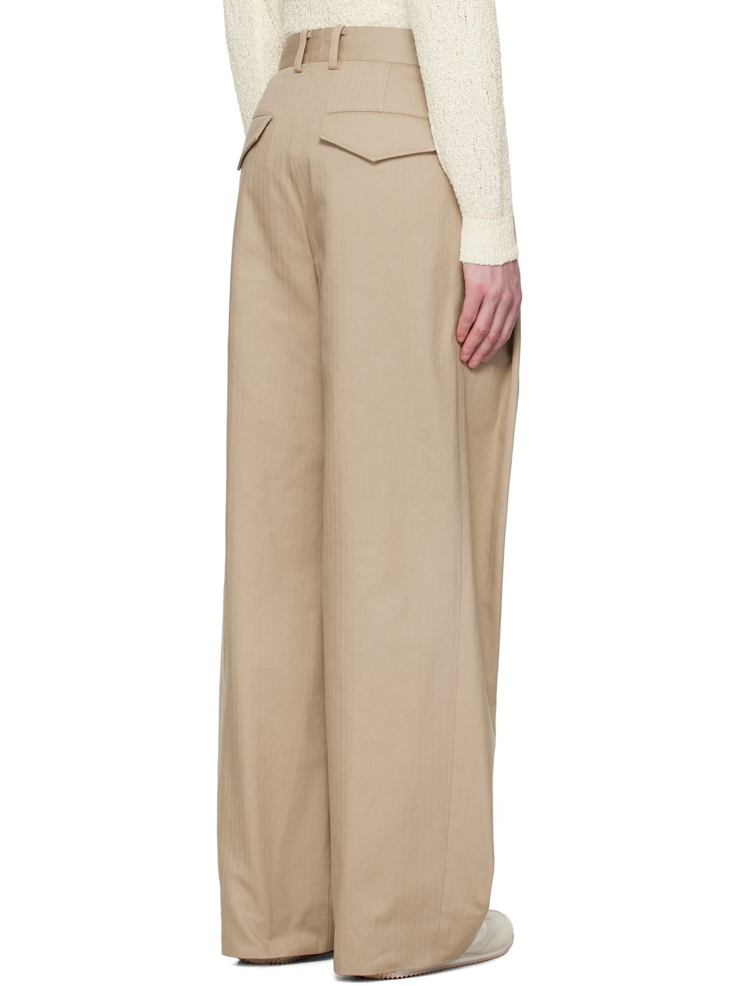 SSENSE Exclusive Beige Herringbone Trousers - 3