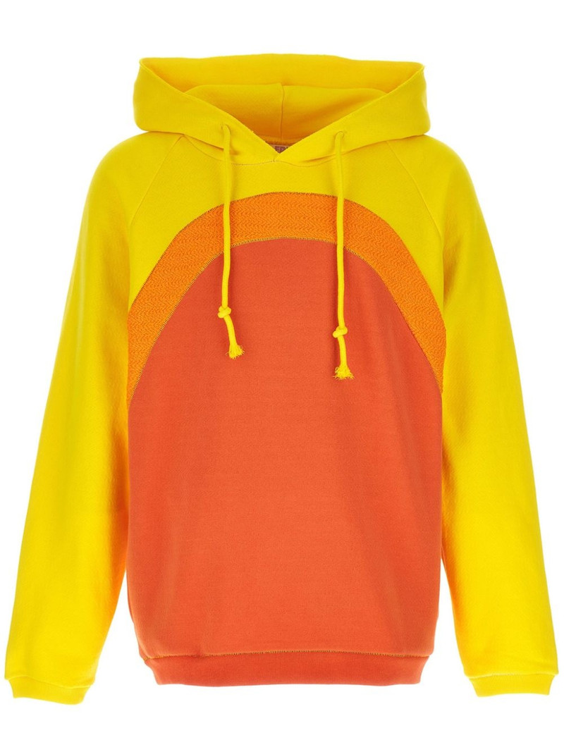 gradient-effect panelled cotton hoodie 1