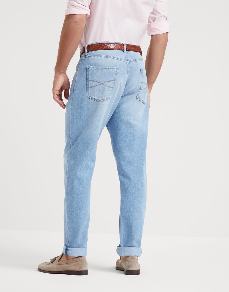 Brunello Cucinelli Denim iconic fit five-pocket trousers outlook