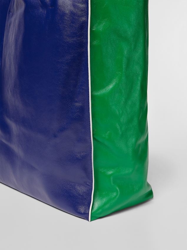 MUSEO SOFT BAG IN GREEN AND BLUE CALFSKIN - 5