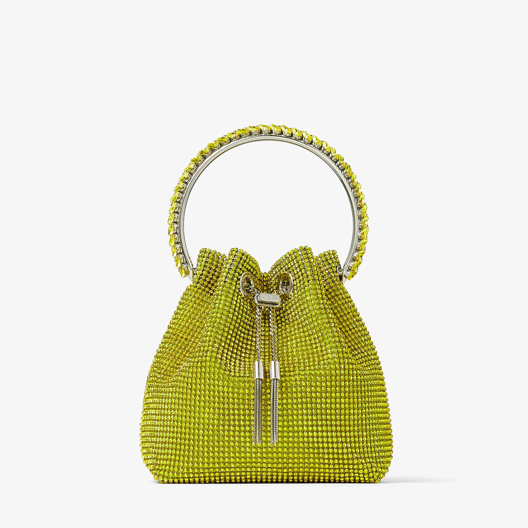 Bon Bon
Acid Yellow Satin Bag with Crystal Mesh and Crystal Handle - 1