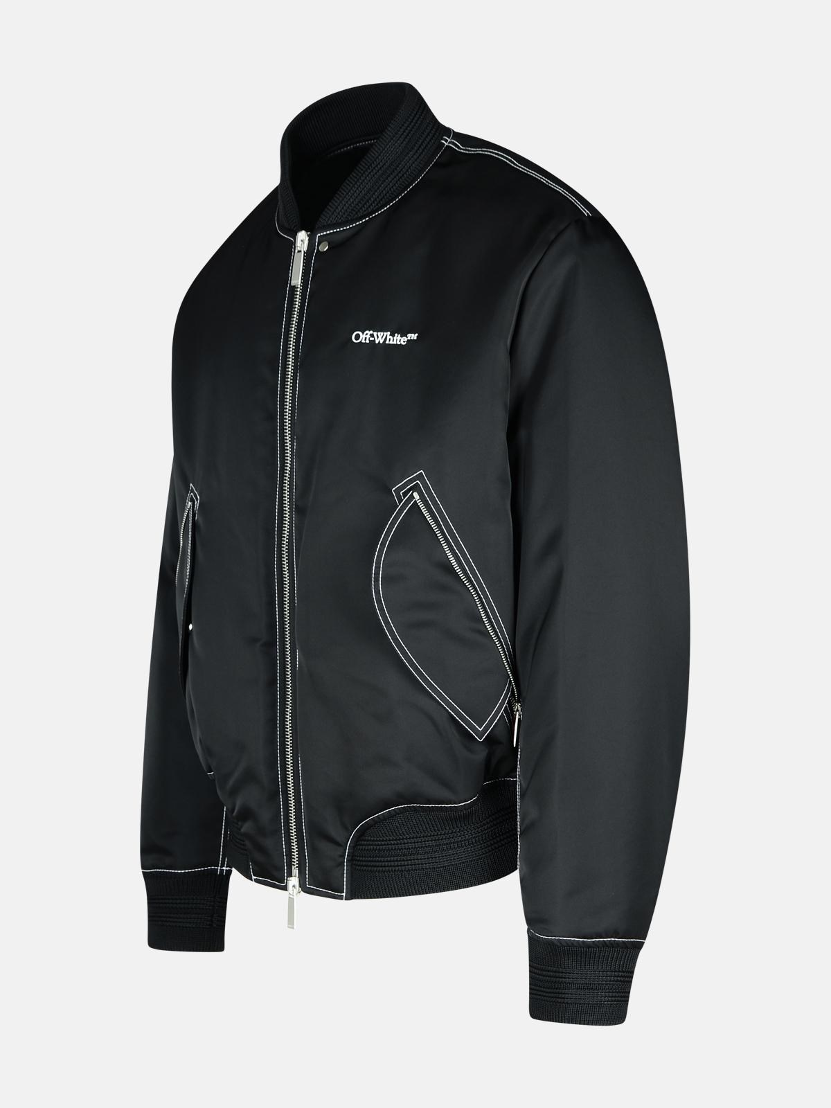 'STICHT' BLACK POLYAMIDE BOMBER JACKET - 2