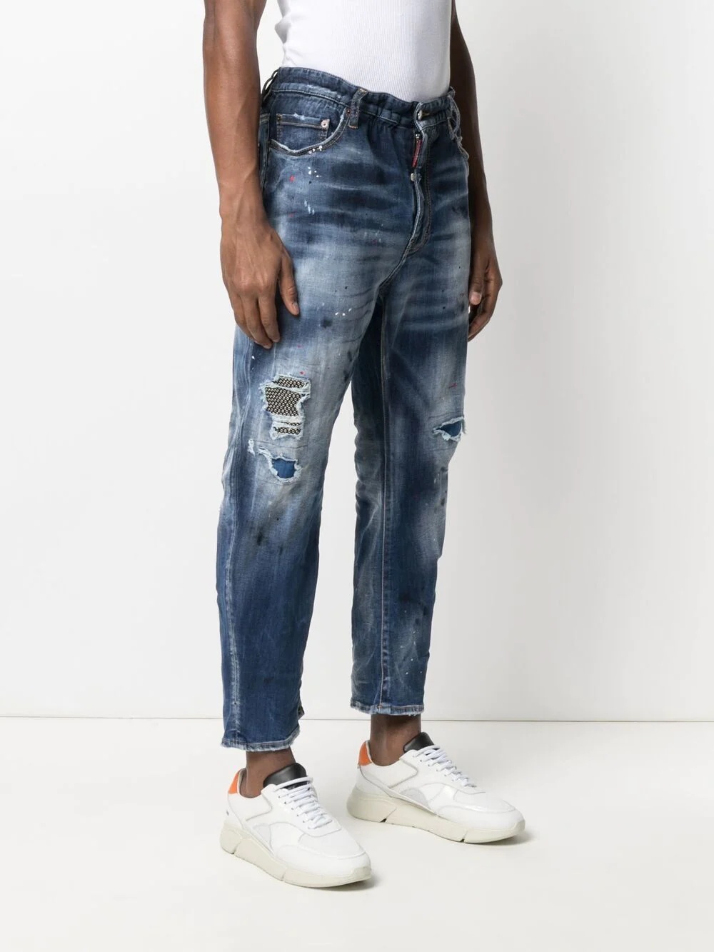 mid-rise distressed straight-leg jeans - 3