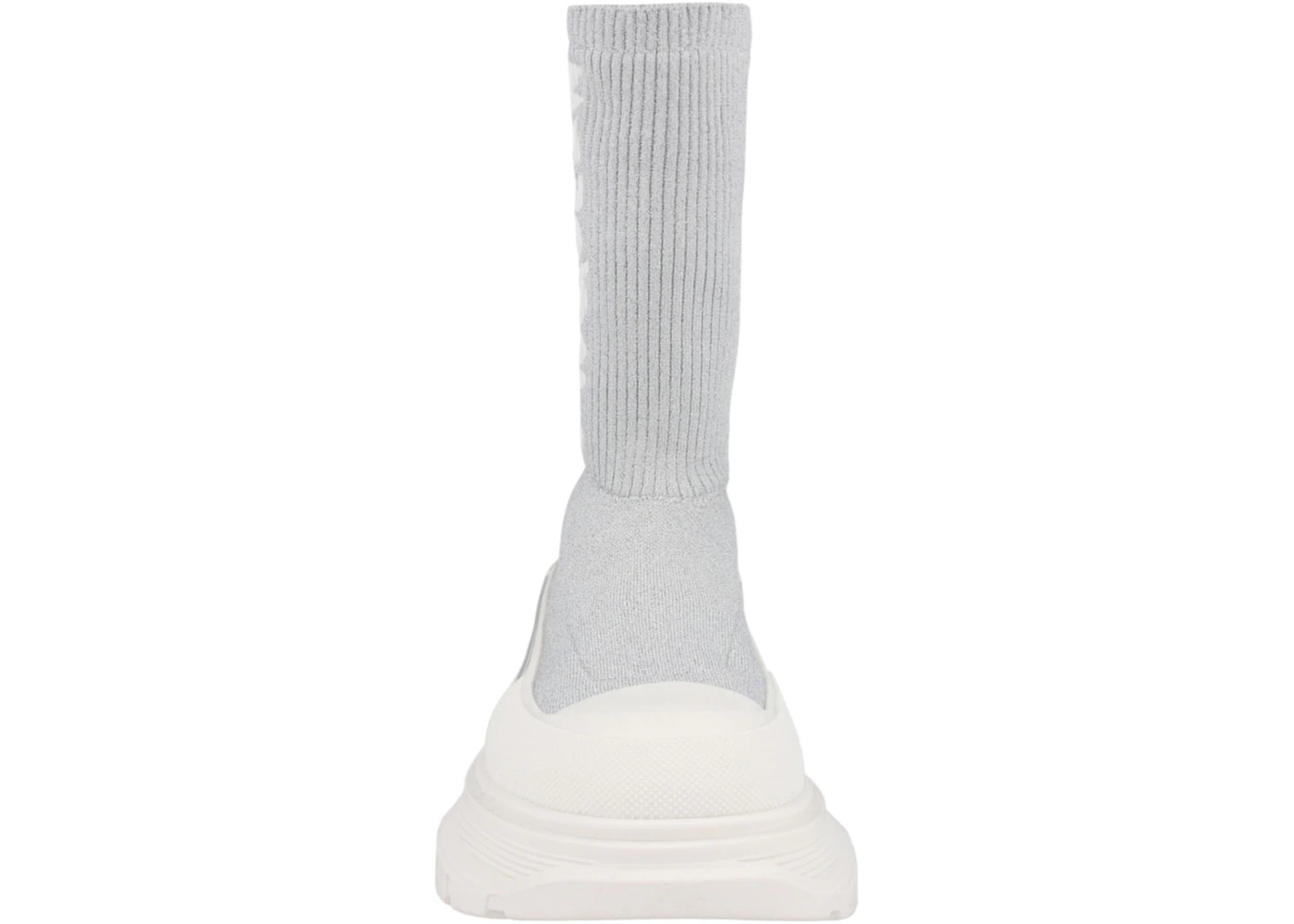 Alexander McQueen Logo Intarsia Chunky Sock Sneaker Grey White (Women's) - 4
