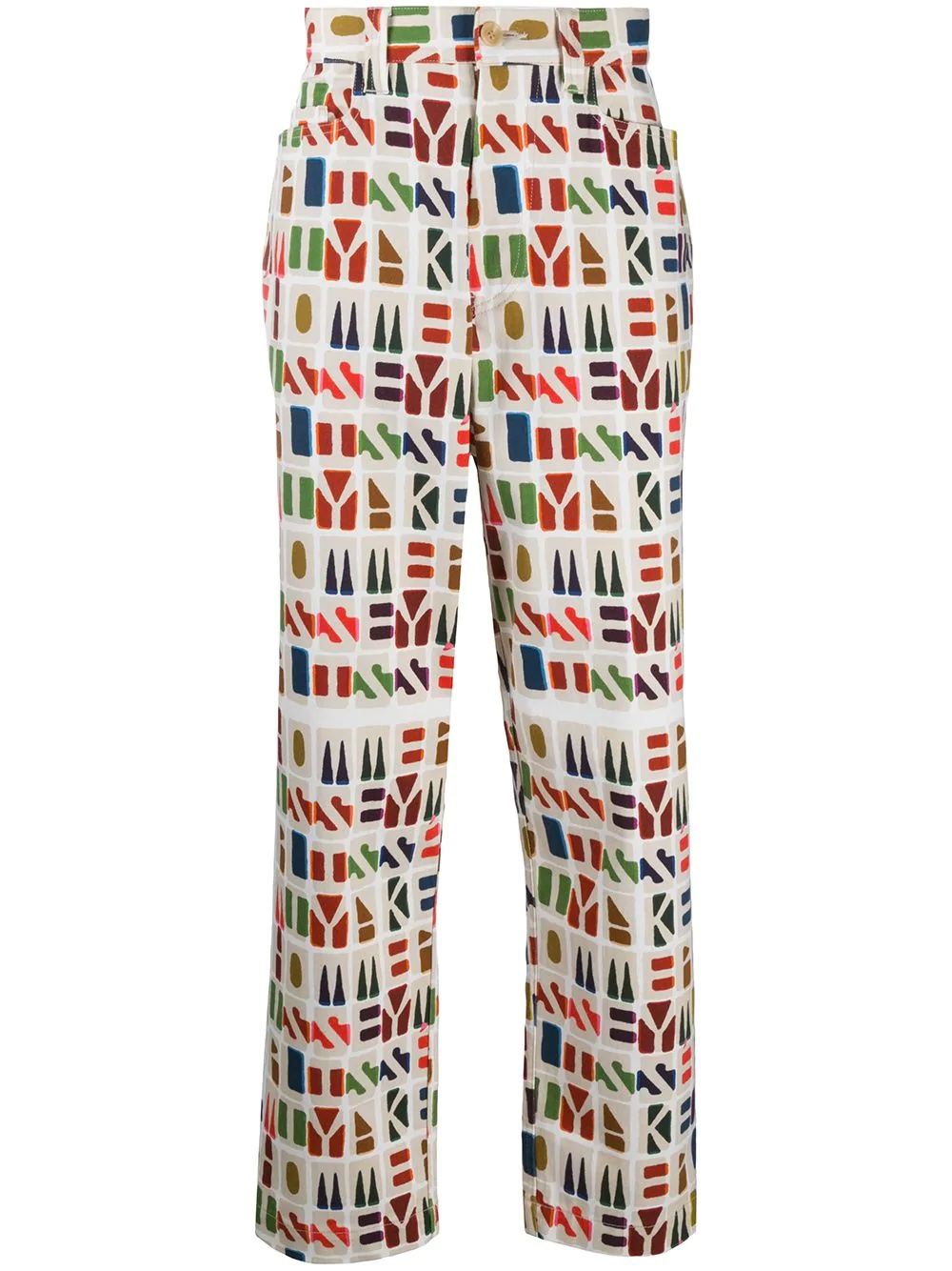 monogram print cotton trousers - 1