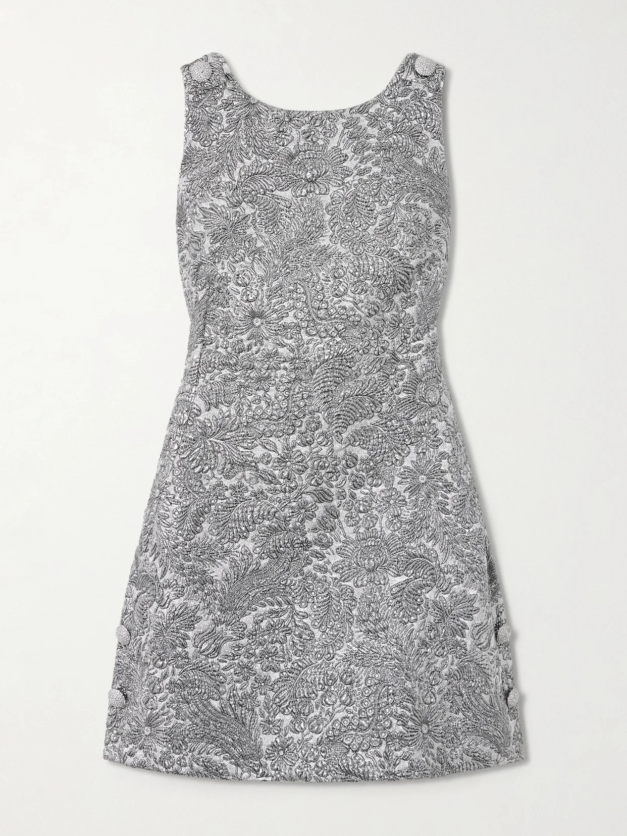 Open-back Crystal-embellished Brocade Mini Dress - 1