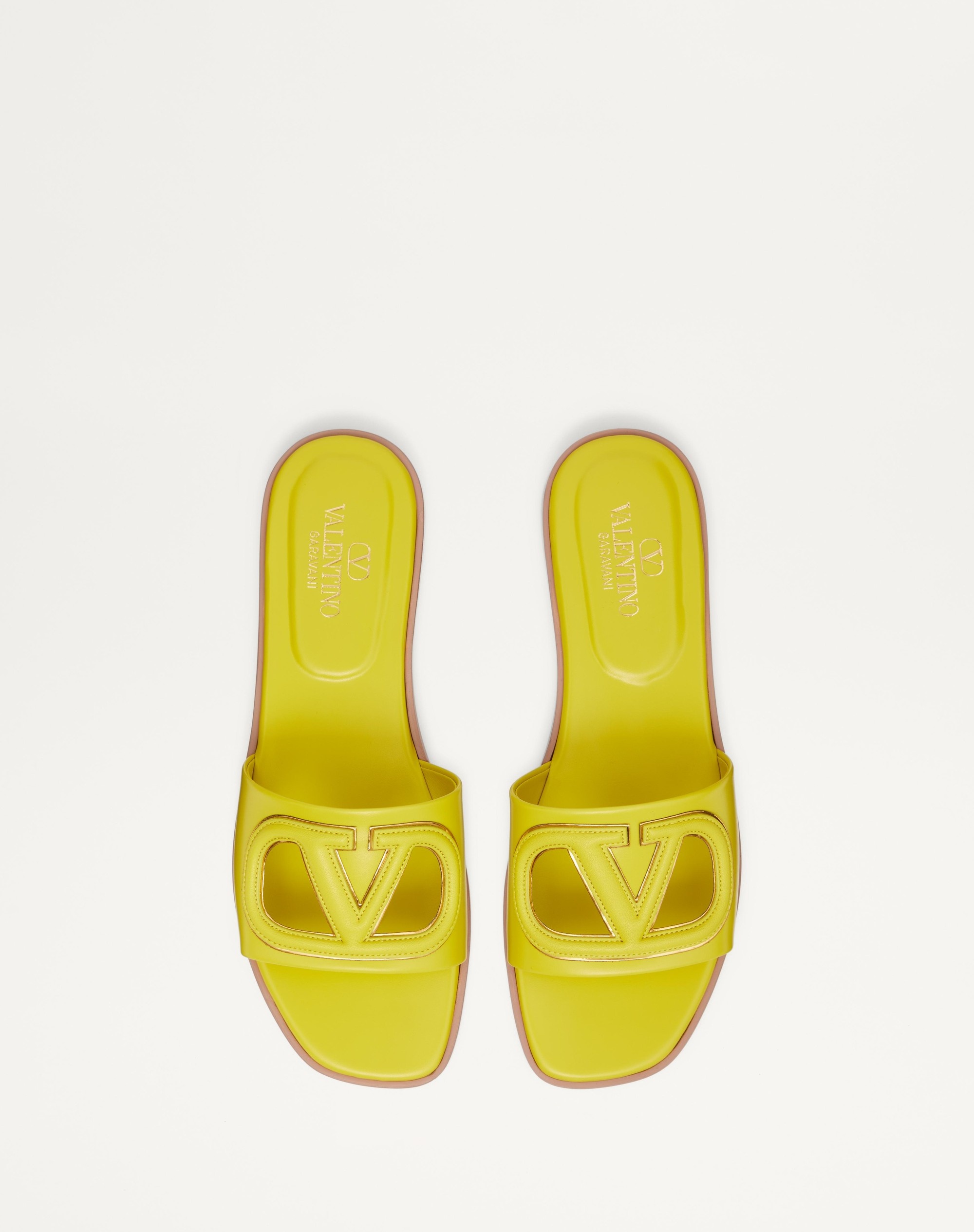 VLOGO CUT-OUT CALFSKIN SLIDE SANDAL - 4