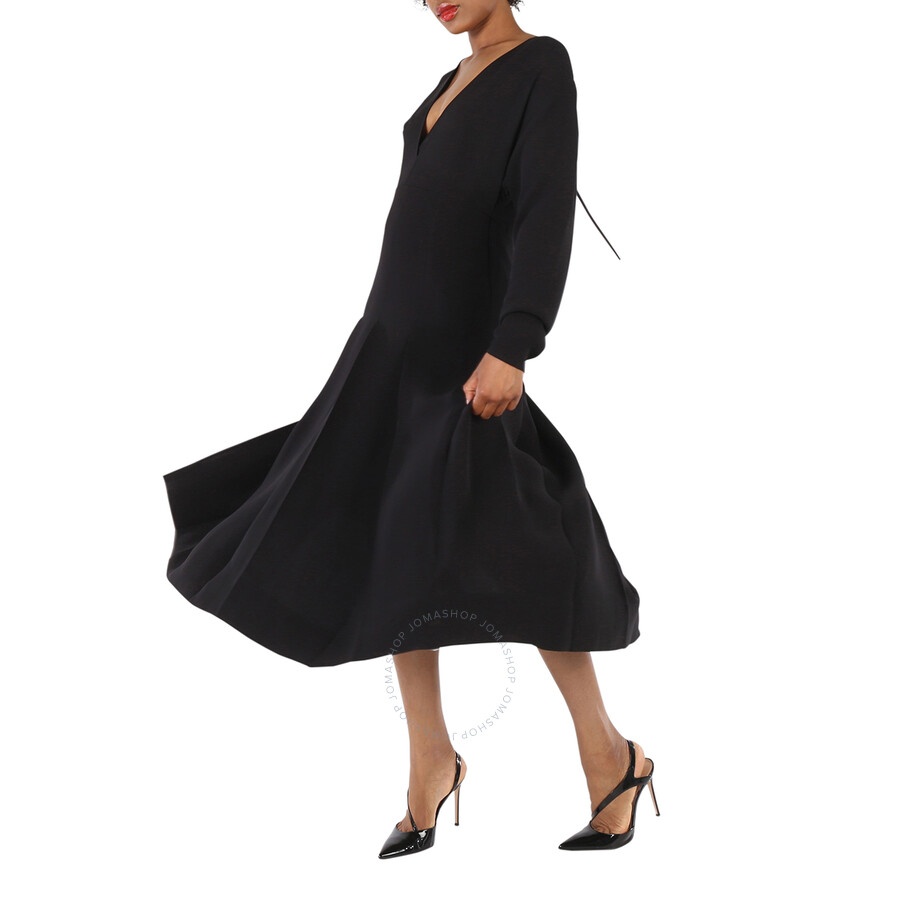 Burberry Ladies Black Emelia Pleated Silk Cady Midi Dress - 4