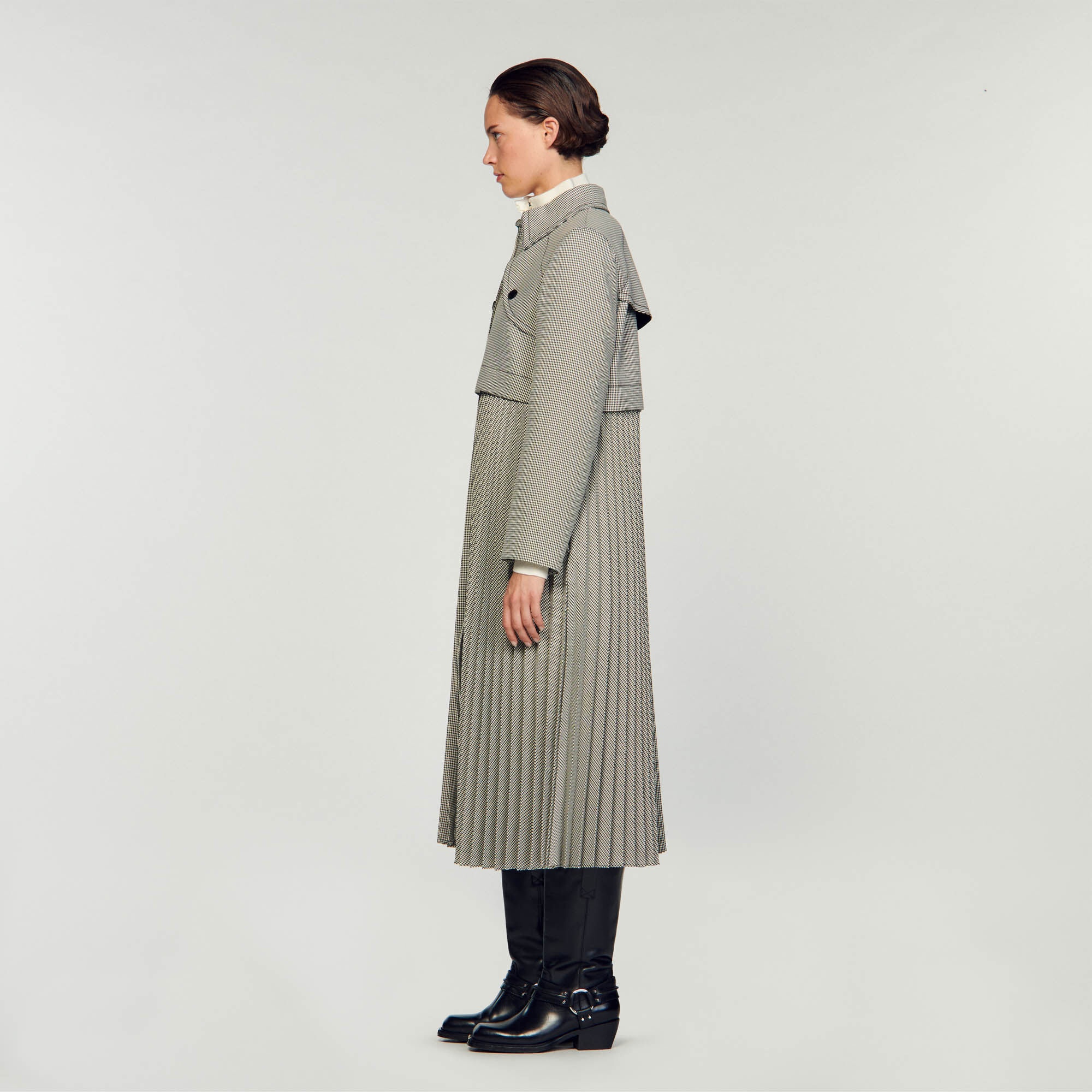 HOUNDSTOOTH TRENCH COAT - 7