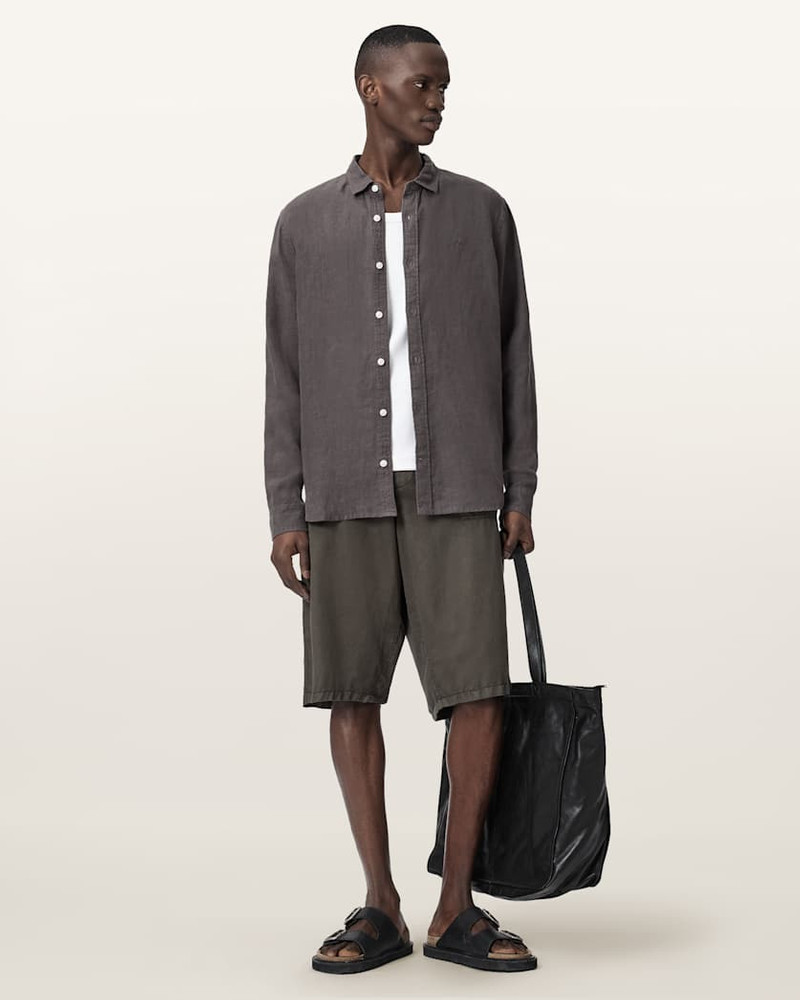 ALLSAINTS LOOM LONG SLEEVE LINEN SHIRT outlook