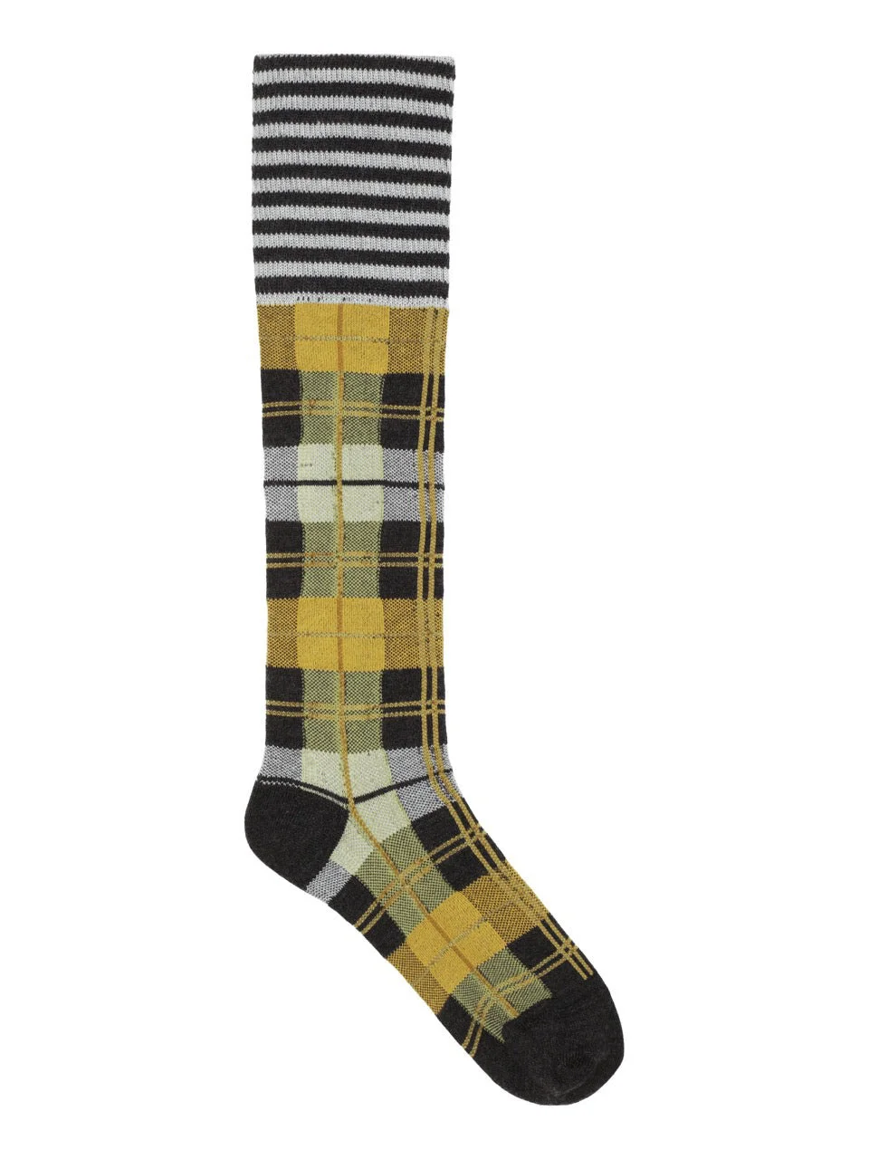 RIBBIT SOCK - GREY BLACK DASHED CHECKS - 1