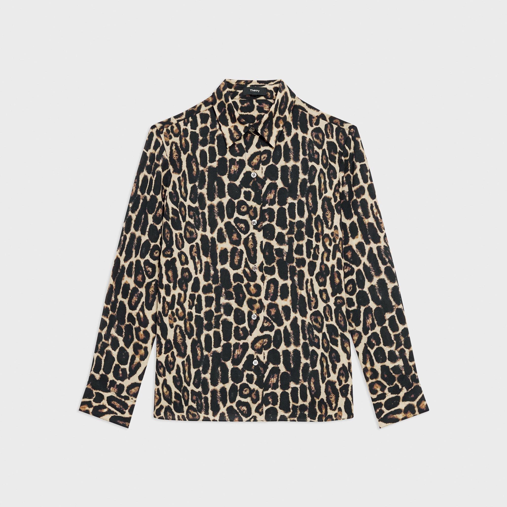 Straight Shirt in Recycled Leopard Print Georgette - 1