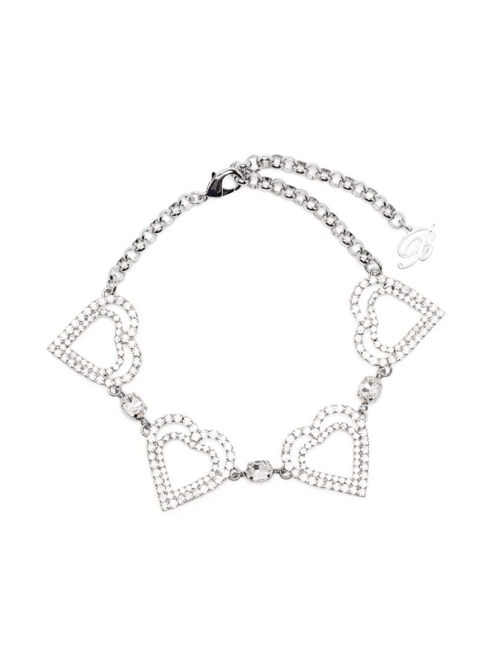 rhinestone-embellished heart choker - 1