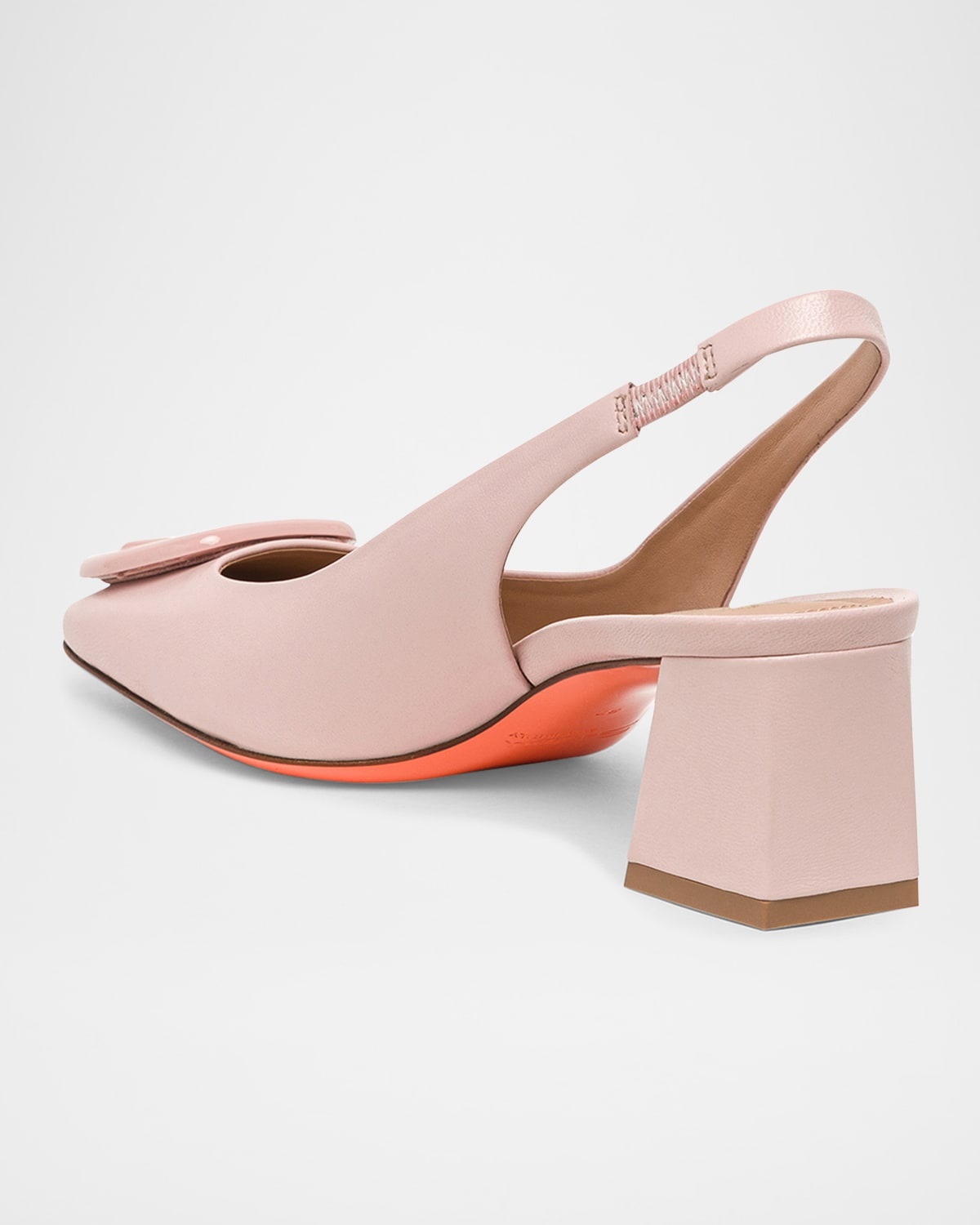 Lemon Leather Buckle Slingback Pumps - 3