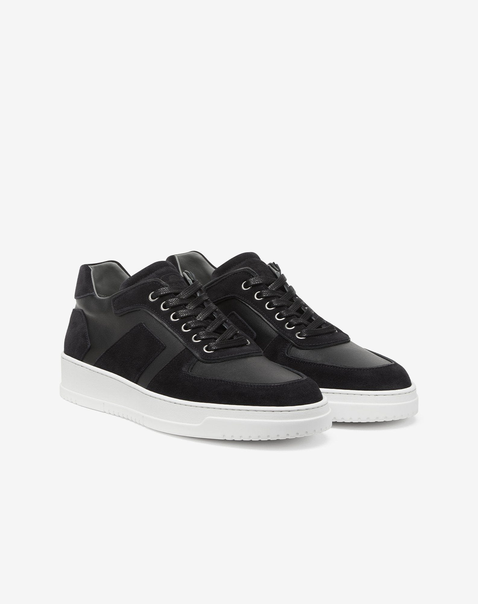 Black two-texture nappa and suede trainers - 2