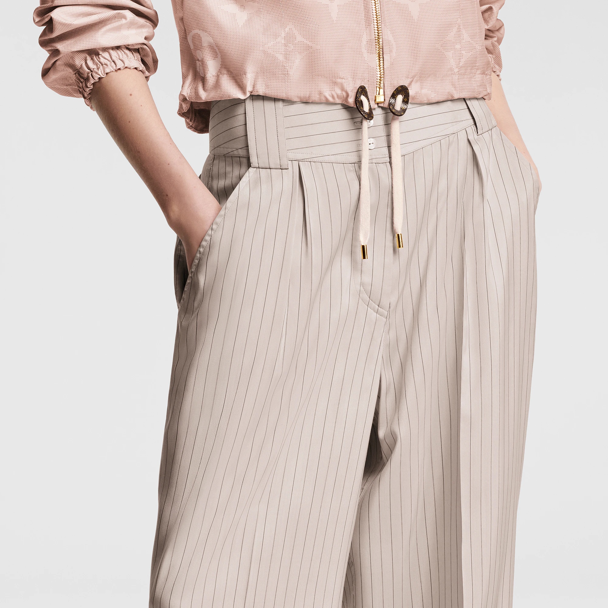 Tailored Pinstripe Silk Pants - 2