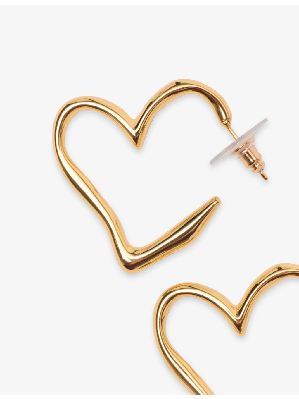 Heart Brass Hoop Earrings - 4