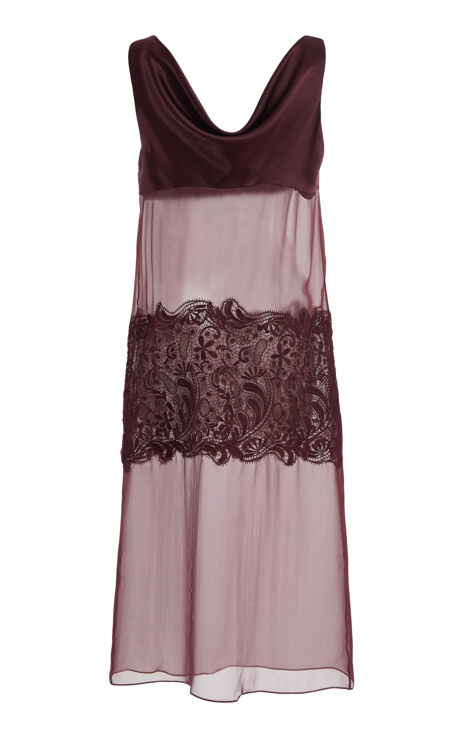 Cowl-Neck Silk-Chiffon Midi Dress burgundy - 5