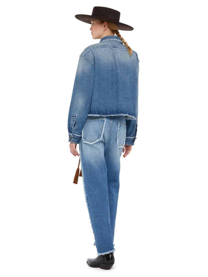 Fringed Cropped Denim Shirt 6