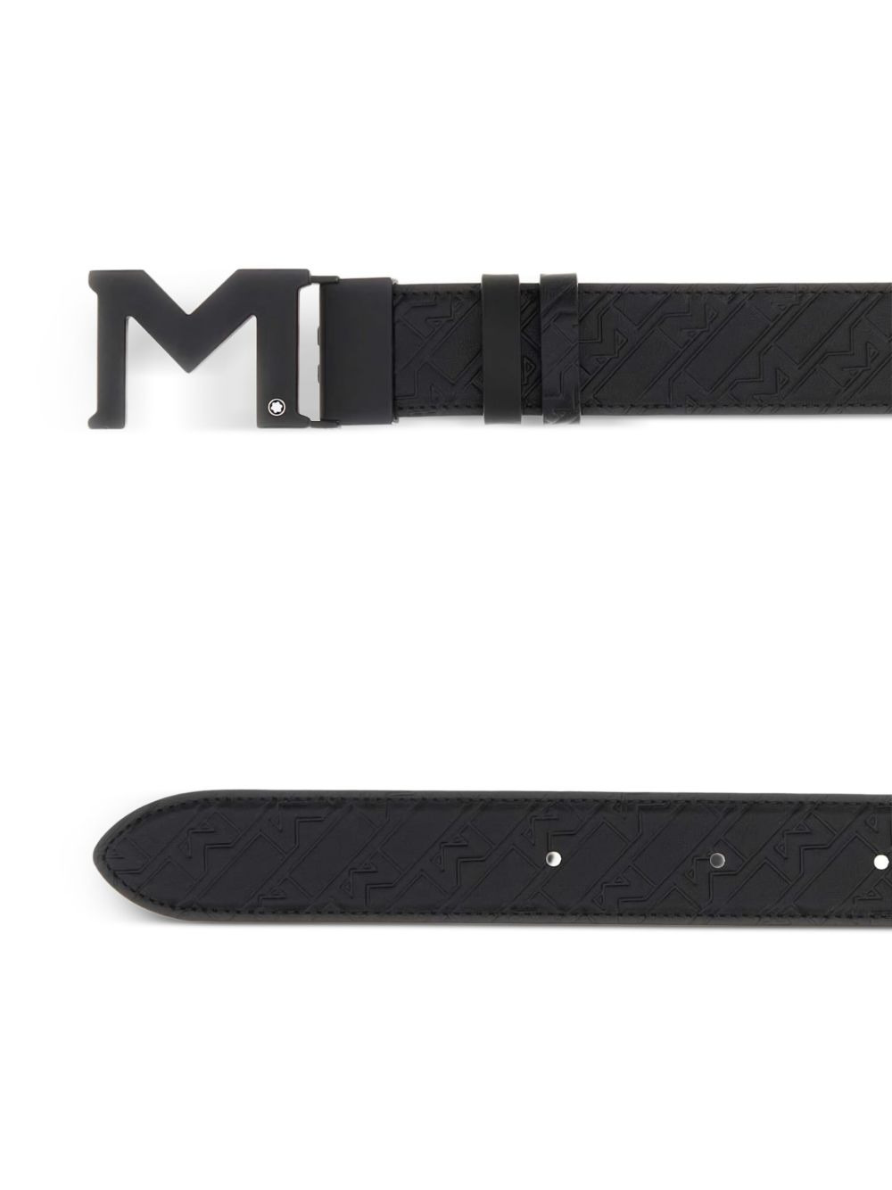 M-embossed leather belt - 2