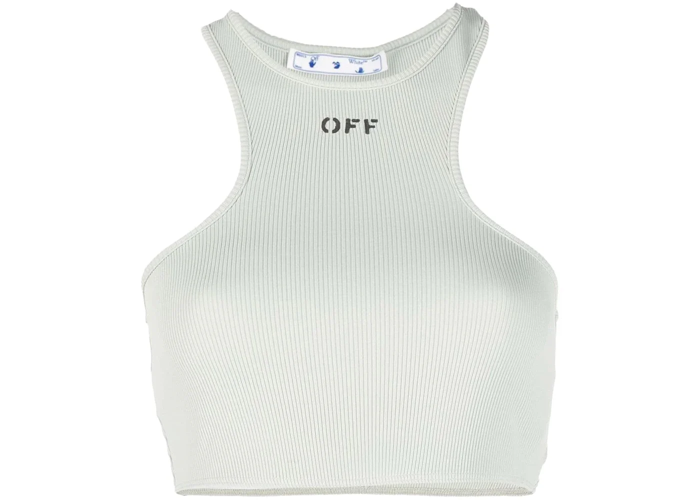 OFF-WHITE Womens Off Logo Print Ribbed Vest Grey - 1