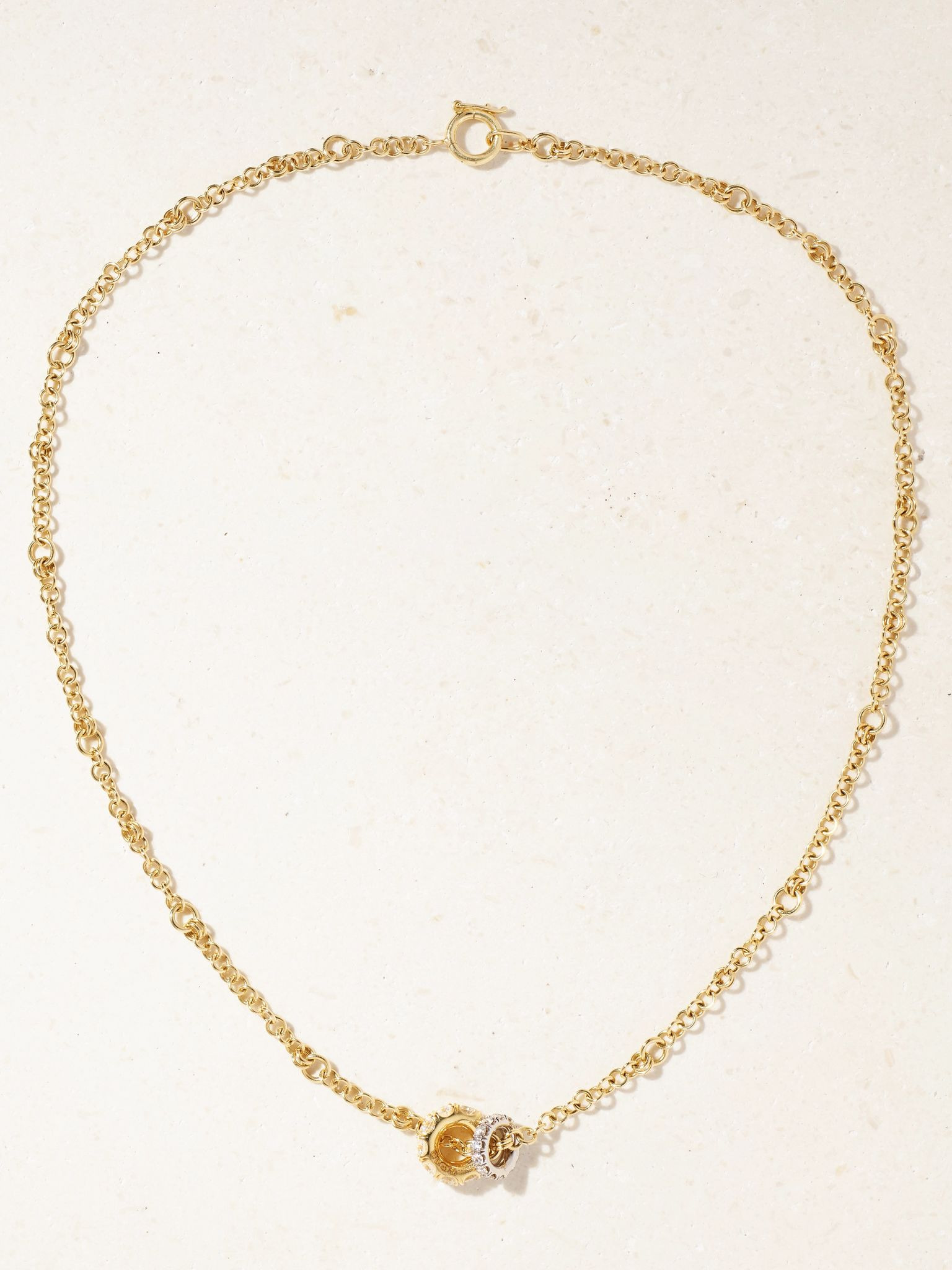 Gravity 18-karat yellow and white gold diamond necklace Gold - 4