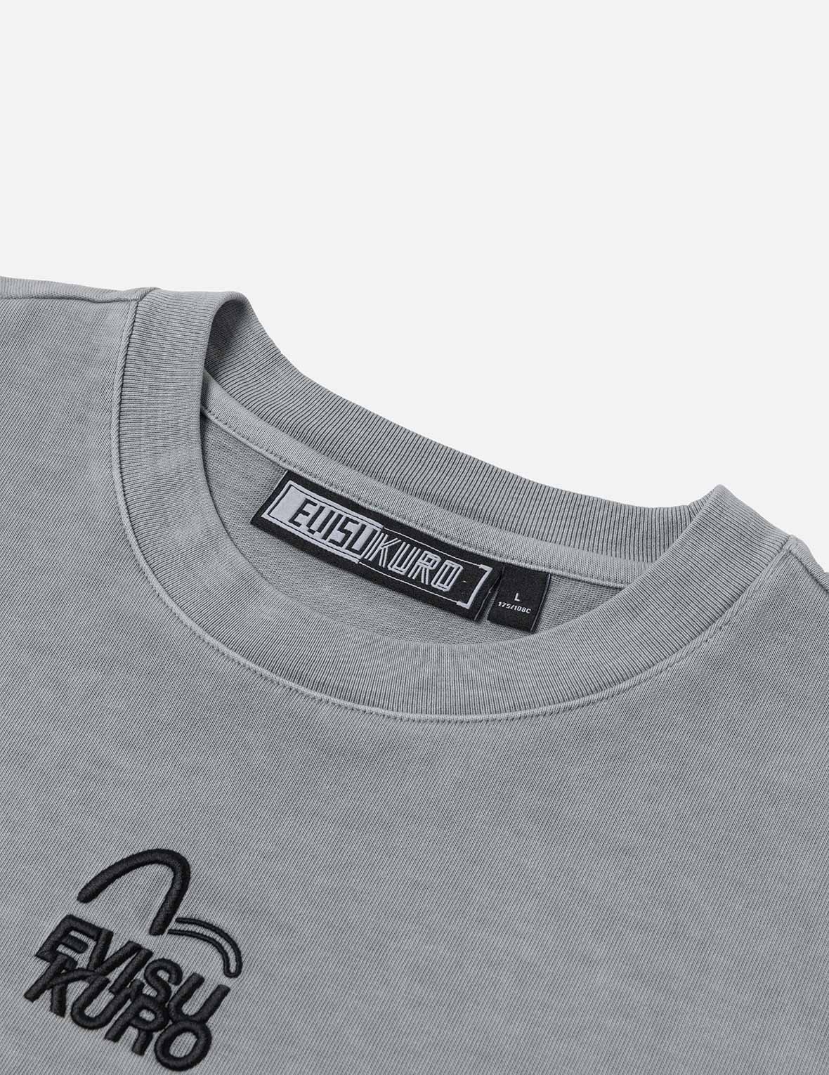 Seagull and Logo Embroidery Oversized Garment Dye T-Shirt - 7