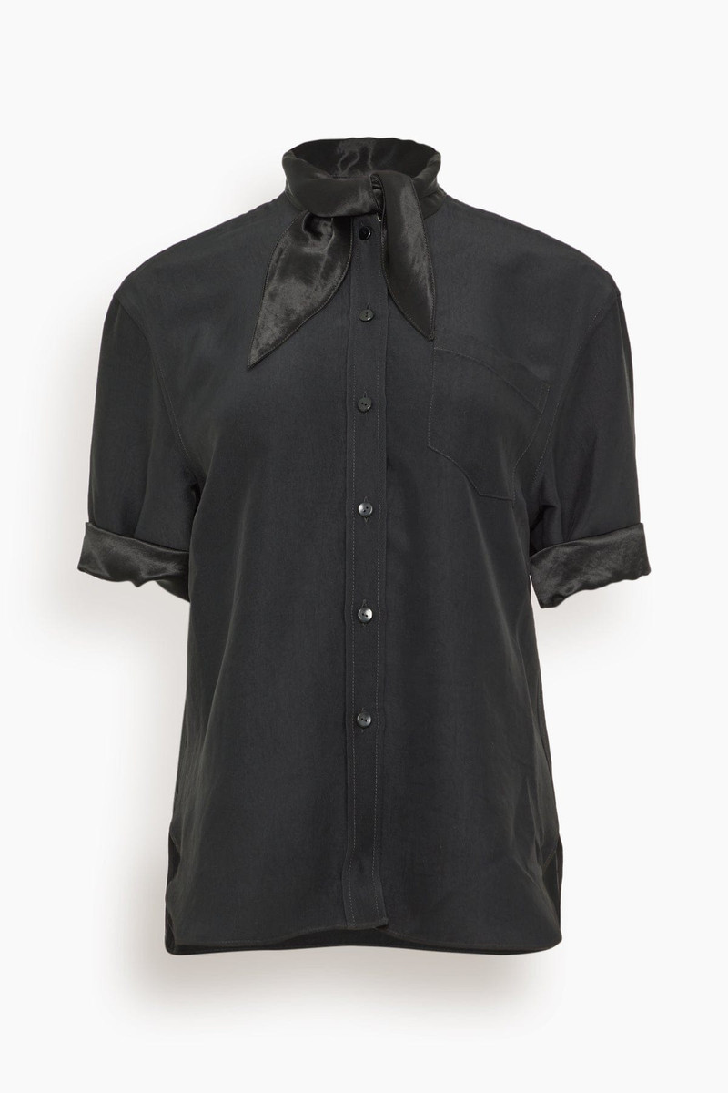 Short Sleeve Tie Shirt in Black 1