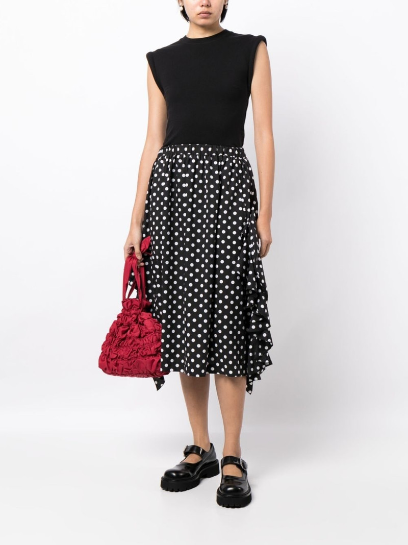Comme des Garçons Comme des Garçons ruffled-detail polka dot-print midi skirt outlook