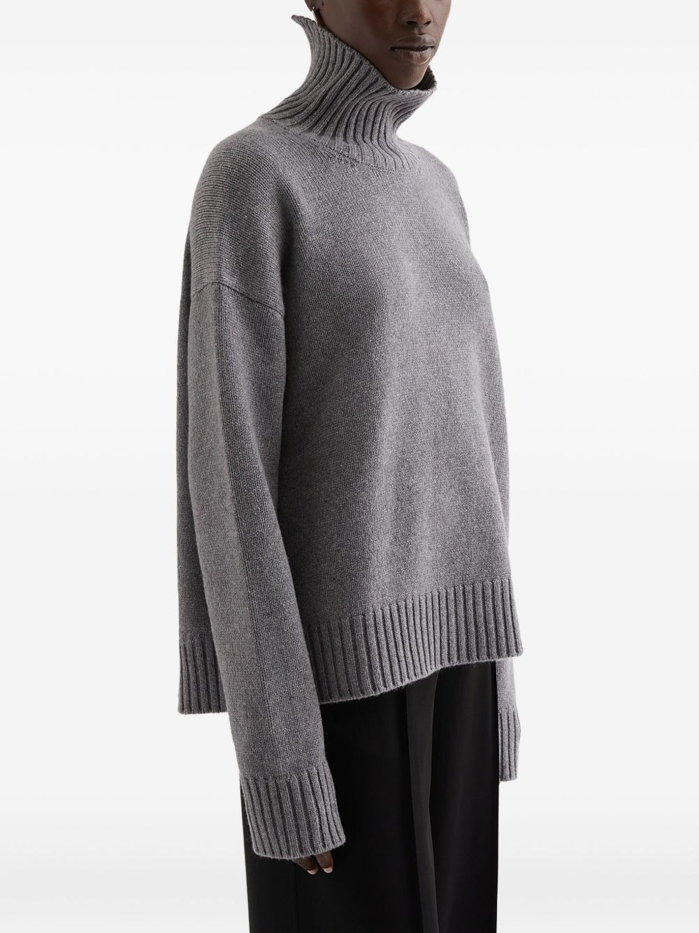 high-neck ribbed-cuff sweater - 2