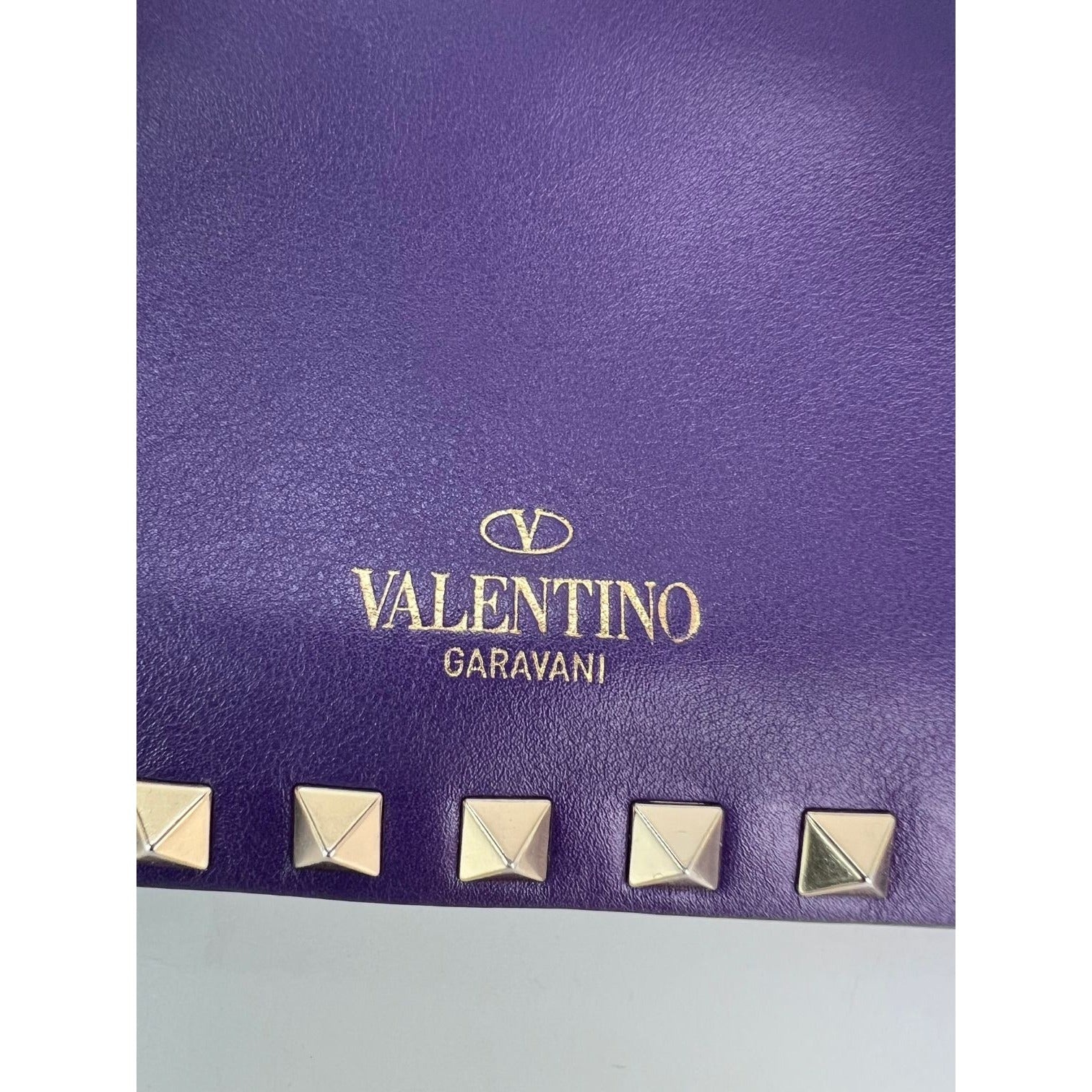 Valentino Rockstud Double Zip Purple Leather Crossbody Bag - 9