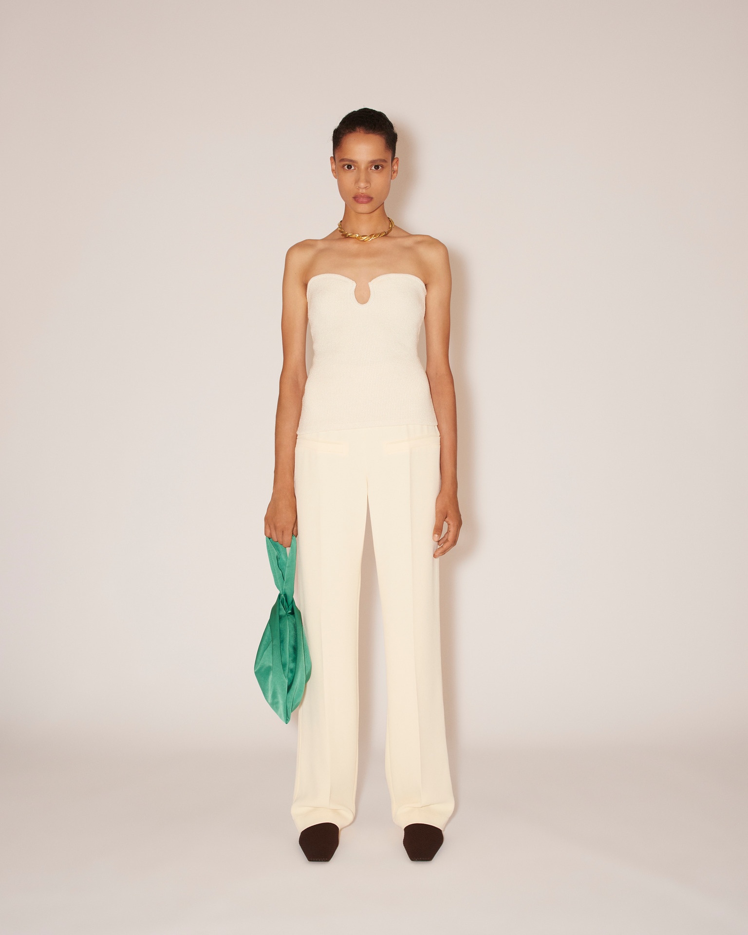 ELYSIA - Boucle-crepe wide leg pants - Vanilla - 2