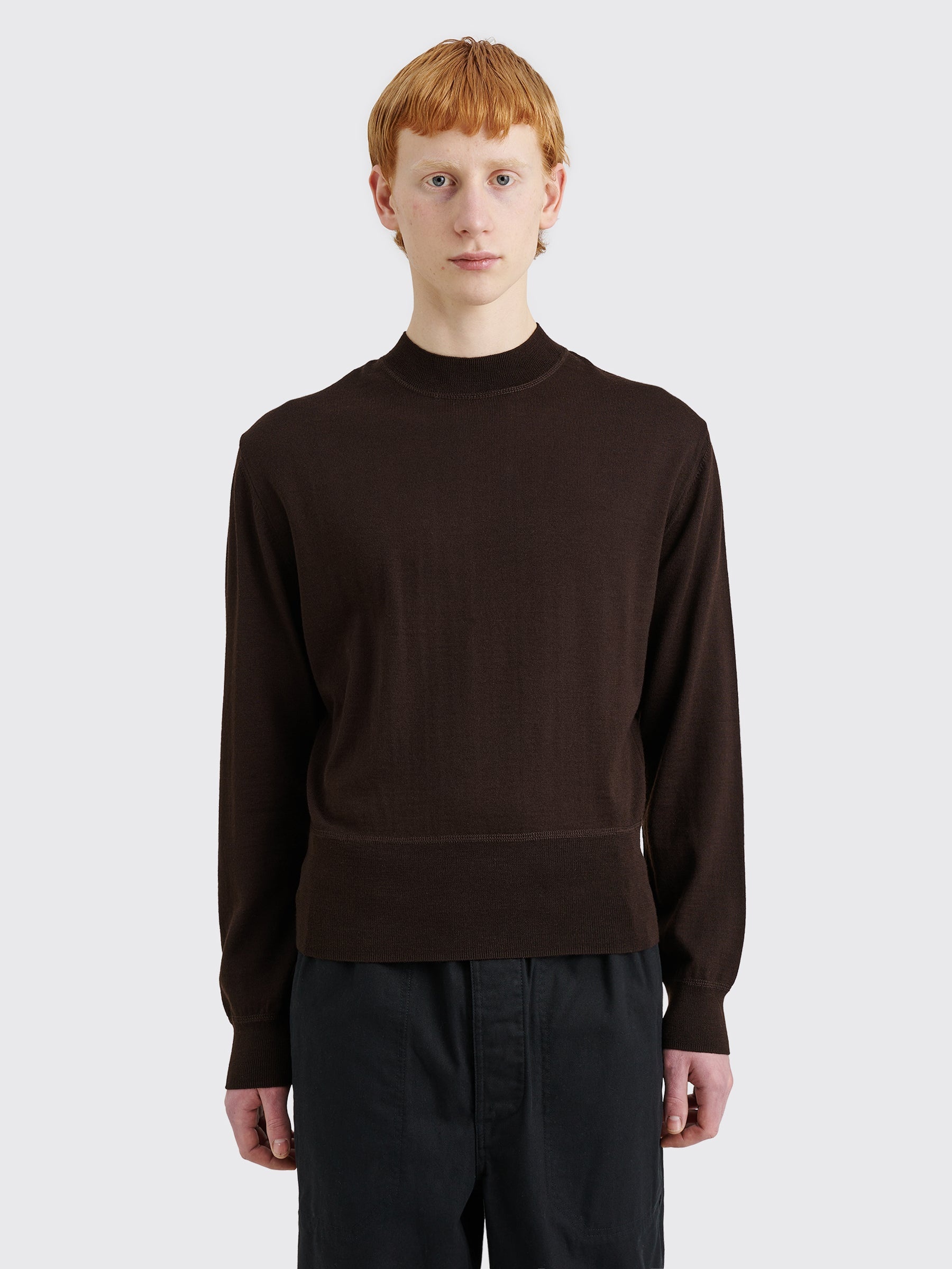 Lemaire LEMAIRE MOCK NECK JUMPER PECAN BROWN | tresbien
